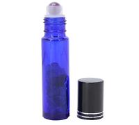 ZJchao Blue Essential Oil Glass Roller Bottle Durable Proof Design 10ML Portable (Amethyst ball gravel bottle)