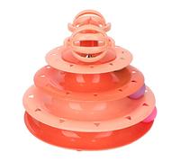 ZJchao Cat Ball Tower, Cat Toys For Indoor Interactive 4 Tier Track Toy Interactive Turntable Balls Exercise Puzzle For Chasing Exercise (Orange)