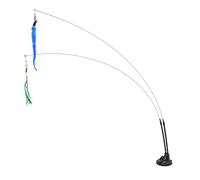 ZJchao Cat Feather Wand Toy Double-Ended Removable Steel Wire Interactive Cat Teaser Stick with Strong Suction Cup Base for Indoor Play, Green, Blue