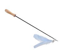 ZJchao Cat Toys for Indoor Cats, Interactive Retractable Wand with Feather and Wooden Pole, Fun Exercise Toy for Indoor Play, Blue