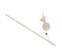 ZJchao Cat Wand Toy, Cat Feather Wand Kitten Interactive Teasing Stick Toy On Stick Wooden Pet Teaser Rod with Round Ball for All Breed Sizes, 15.7in