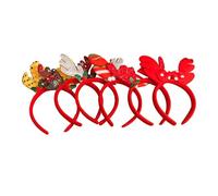 ZJchao Christmas Headband, 5pcs Soft Cotton Stainless Steel Elastic Hair Hoop with Reindeer Antlers Design, for Women Girls Christmas Party Wedding Birthday Makeup Ceremony (Christmas Antler)