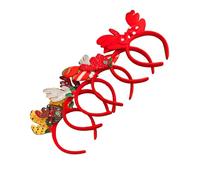 ZJchao Christmas Headband Reindeer Antlers Set of 5, Soft Cotton, Stainless Steel Elastic Band, Various Christmas Elements, for Women, Girls, Parties, Daily Wear