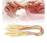 ZJchao Circular Knitting Needles Set, 18Pcs Circular Needle DoublePoint Bamboo Color Flexible Tube Connection Knitting Tool Set Double Pointed Knitting Needles Set Unicersal Double (60cm)