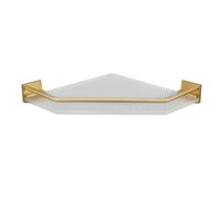 ZJchao Corner Acrylic Wall Shelf, No Drill Floating Storage Rack for Bathroom Kitchen, Clear Mounting Shelf with Gold Trim, Easy Install (Without Hook)