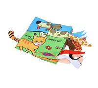ZJchao Crinkle Books For Babies, Washable Soft Cloth Books Sensory Toys Early Education Preschool Learning Toy Indestructible Baby Bath For Newborns Babies Infants Toddlers (Puppy Tail Book)
