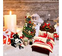 ZJchao DIY Christmas Miniature Dollhouse Craft Kit with 3D House Bed Quilt Pillow Piano Lights Christmas Wreath Tree Holiday Xmas Decor Handmade Present