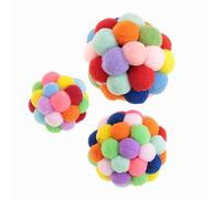ZJchao Dog Plush Toy, Colorful Bell Ball Interactive Cat and Dog Toy, Safe and Soft for Pet Bite and Play, Great Exercise Tool with Built-in Bell, for Puppy, Kitten and Small Animals,
