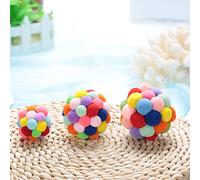 ZJchao Dog Plush Toy, Colorful Bell Ball Interactive Cat and Dog Toy, Safe and Soft for Pet Bite and Play, Great Exercise Tool with Built-in Bell, for Puppy, Kitten and Small Animals,