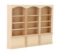 ZJchao Dollhouse Bookshelf, Wood Dollhouse Bookcase Bookshelf with This Charming Bookcase That Combines Functionality and Aesthetic Appeal Decor for Convenient (Wood color (triple bookcase))
