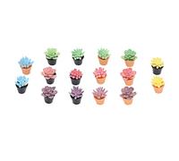 ZJchao Dollhouse Plants, 16Pcs Dollhouse Potted Plants With Resin 1:12 Scale Lifelike Appearance Vivid Rich Colors Miniature Miniature Flower Pots for