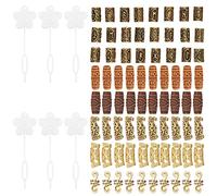 ZJchao Dreadlocks Bead Hair Tube Bead Men Women Alloy Resin Dreadlock Beads Set with Multiple Colors Patterns for Parties Weddings Music Festivals (Gold)