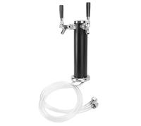 ZJchao Dual Tap Beer Kegerator Tower, Stainless Steel Draft Beer Dispenser with 2 Tap Simultaneous Control for Party Bar Pub Restaurant Commercial Use (Black)