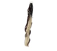 ZJchao Elastic Dread Ponytail Extension, 23.62in Bohemian Braided Hair Piece with Hand Strung Beads and Shells, for Travel Music Festivals and Casual Wear (White)