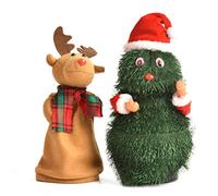 ZJchao Electric Christmas Tree Santa Claus Musical Toy Rotating Dancing Doll Decorations for Xmas Party Home Garden with 3 AA Batteries Not Included (Red,Green)