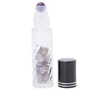 ZJchao Essential Oil Roller Bottles Roll On Bottles Essential Oil Roller Ball Bottles 10ml Glass -Resistant Leak-Proof UV Protection Portable with Rolling Ball (Amethyst ball gravel bottle)