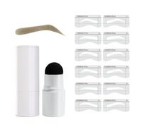 ZJchao Eyebrow Stamp Kit Brow Stamp Shaping Kit Eyebrow Stencil Kit Sweat Proof No Fall Off Soft Mushroom Head Design Easy to Use for All Skin Tones with 12pcs Eyebrow Card (4)