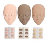 ZJchao Eyelash Mannequin Head Practice 3 Colors Lash Mannequin Head with 9 Pairs Single Layer Replaced Eyelids for Makeup Training and Lash Extensions Beginners Professionals Pink