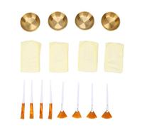 ZJchao Facial Brush and Bowl Set 4 Fan Brushes 4 Flat Brushes Stainless Steel Bowls Plush Headbands for Skincare Treatments Facials Spa and Home Use (Gold)