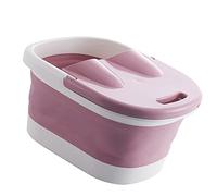 ZJchao Foot Bath Tub,Collapsible Foot Bath Tub with Massaging Rollers Portable Foldable Foot Spa Soak Bath Tub with Handle Lid (Pink)