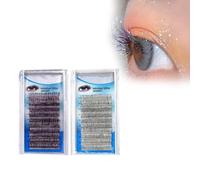 ZJchao Glitter Sparkle False Eyelashes Shimmer False Eyelashes 0.15mm C Curl Handmade Fiber Individual Clusters with Silver Purple Glitter for Professional Makeup Salon Home Use (silver)