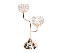 ZJchao Gold Candelabra 2 Arm Crystal Tea Light Candle Holder