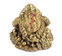 ZJchao , Golden Matte Medium Brass Golden Three Legged, Three Legged Lucky Charm Wealth, for Housewarming Congratulation Holiday (No. 1 is 11cm long, 9cm wide and 8cm high)
