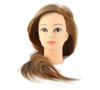 ZJchao Hairdressing Head, Real Hair Mannequin Head Hair, 100% Real Hair Hairdresser Training Head Practice Manikin Cosmetology for Weaving Curling Cutting Bag Of Bracket Accessory, 1.0 count