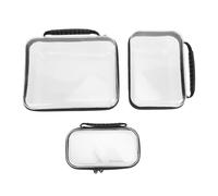 ZJchao Hard Shell Zipper Case, 3 Pack Clear Plastic Storage Box with Stackable Design, Transparent Cosmetic Organizer for Travel Toiletries Makeup Toys (3 in 1 Set (Thickness 120C))
