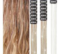 ZJchao In Hair Tinsel Set Sparkling Glitter Hair Extensions Heat Fairy Hair Accessories For Women Girls Kids 6PCS 19.6 Inch Gold Silver Rose Red Red Sapphire Lake Blue (Coffee)