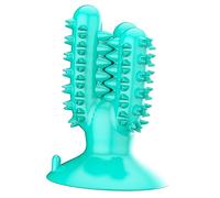 ZJchao Interactive Dog Toothbrush Toy with Food Dispensing Fun, Safe TPR Teeth for Floor and Wall Use (Lake Blue)