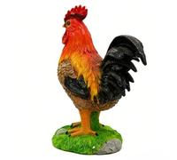 ZJchao Lifelike Rooster Statue Rooster Sculpture Figurine with Vibrant Hand-Painted Colors Sunproof for Farmhouse Garden Outdoor Indoor Decor (Hand Painted)