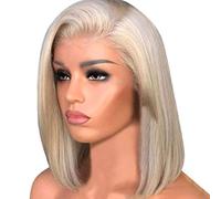 ZJchao Light Blonde Short Straight Wig Rose Net 42cm Imported High Temperature Wire Adjustable Headgear with Middle Parting for All Face Shapes