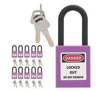 ZJchao Lock Out Tag Out Locks and Keys, 10-Piece Set with 38mm/1.5in High-Safety Insulation Cable, Integrated Shell Design for Factories, Construction, and Industries (Purple)