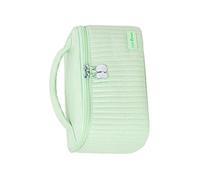 ZJchao Makeup Bag, Make Up Bag with Large Capacity Creamy PU Leather Open Lid Cake Shape Makeup Case for Girlfriend, Mother and Friends (Light Green)