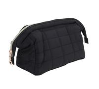 ZJchao Makeup Bag Puffy Padded Wide Open Cosmetic Bag with Multiple Pockets for Travel Daily Storage Women Polyester Black 23x15x11.5cm (Black)
