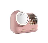 ZJchao Makeup Bag with LED Mirror, LED Light Mirror Makeup Storage Box Fan Box Make Bag with and Light Case with Lighted for Women (Pink)