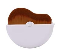 ZJchao Makeup Foundation Brush with Rotating Protective Cover High Density Soft Wave Shape Liquid Cream Foundation Blending Brush for Travel Touch Ups White ABS