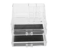 ZJchao Makeup Storage Box Set Cosmetic Organizer 2-Tier Transparent PS Jewelry Lipstick Display Holder with Smooth Sliding Drawers for Beauty Tools and Supplies