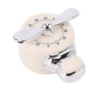 ZJchao Mechanical Kitchen Timer, Wind Up Vintage Magnetic Timer No Batteries Needed with Loud Alarm, for Cooking Baking Studying Classroom Yoga Pomodoro (Beige)
