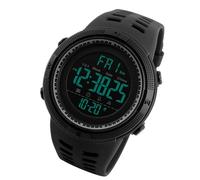 ZJchao Men Sports Watches Digital Chronograph Wristwatch with Dual Time Display Stopwatch Alarm 50M Watertight for Running Outdoor Activities Black Blue Red Gold Options (Black)