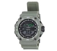 ZJchao Men's LED Watch with Night Light 50m Large Screen Rubber Strap World Time Zone OD Green