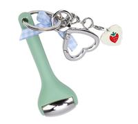 ZJchao Mini Skincare Eye Roller, Puffiness Relief, Green Stainless Steel Tool, Instant Cooling Sensation, Integrated Keychain Design for Office Workers, Students, Screen Users, Compact