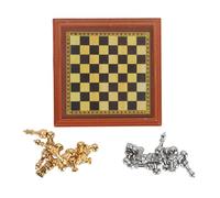ZJchao Miniature International Chess Set 1/12 Scale Dollhouse Chess Board with Exquisite Alloy Chess Pieces for Collectors and Chess Enthusiasts