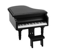 ZJchao Miniature Wooden Grand Piano with Stool for 1:12 Scale Dollhouse Decor (Black)