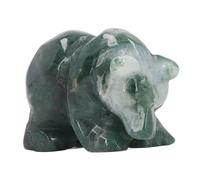 ZJchao Mixed Crystal Gemstone Chubby Panda Bear Statue for Home Decoration Stone Animal Sculptures Office Desk Entryway Table Crystal Therapy Moss Agate