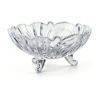 ZJchao Modern Glass Fruit Bowl with Stand, 8.7 Inch Crystal Candy Dish with Wavy Edge, Elegant 3 Leg Centerpiece for Dining Table, Kitchen Counter, Party, Scandinavian Style Deco (Transparent 22cm)