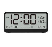 ZJchao Multifunctional Digital Clock LED Brightness Adjustable Temperature Humidity Display Alarm with Dual Alarms for Home Office Decor (Black)