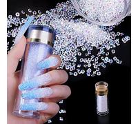 ZJchao Nail Art Micro Beads Rhinestones Crystals for DIY 3D, Colorful Universal Nail Rhinestones/Nail Beads (Nail ab micro drill bottle 10g)