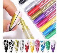 ZJchao Nail Art Pen, 10 Colors Quick Dry Nail Polish Pen with Fine Tip for Nail Design, Nail Decoration, Nail Drawing (Group A: 01+02+03+04+05)